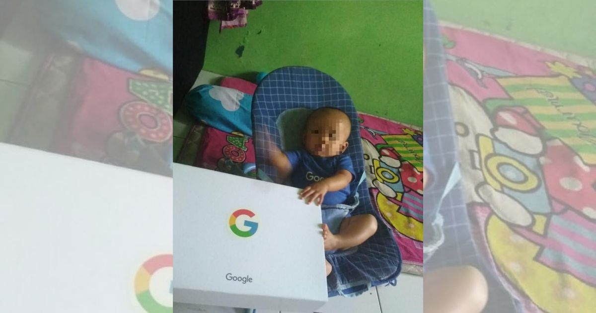Baby Google has received freebies from Google’s Indonesia office. Photo: Instagram/@lambe_turah