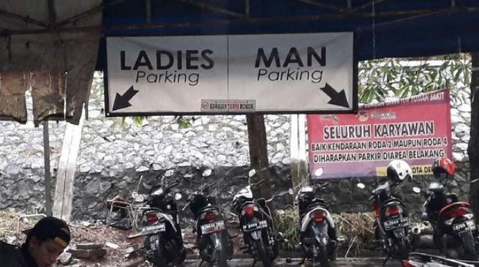 Segregated motorcycle parking in Depok General Hospital. Photo: Twitter