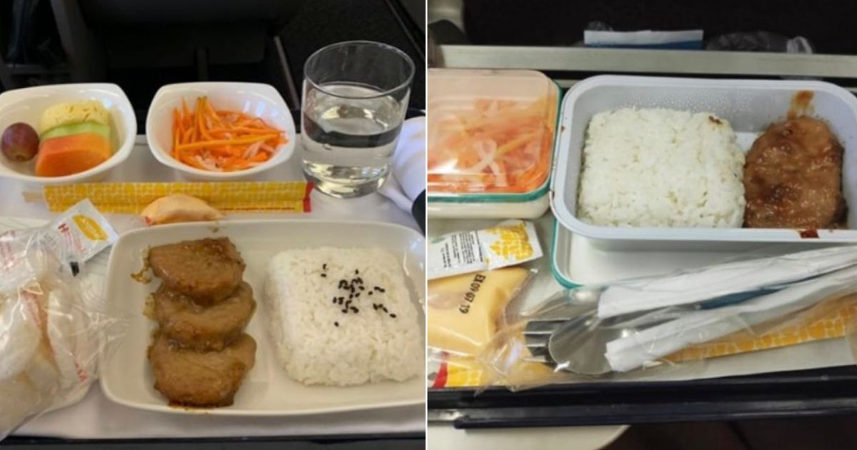 A Twitter user who recently flew business class on Garuda Indonesia shared a photo of his inflight meal, a set from Jakarta-based Japanese fast food chain Hoka Hoka Bento or HokBen. Photo: Twitter/@ariasarlito