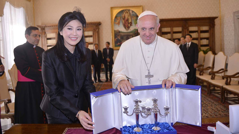 Former PM Yingluck Shinawatra visiting the Vatican in 2013. Image: Yingluck Shinawatra/ Facebook