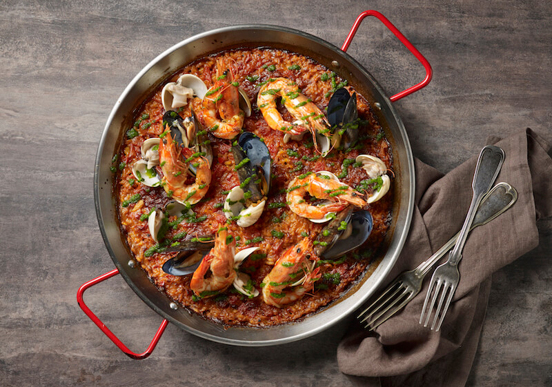 Paella De Mariscon, with prawns, clams, and mussels. Photo: The Alkaff Mansion