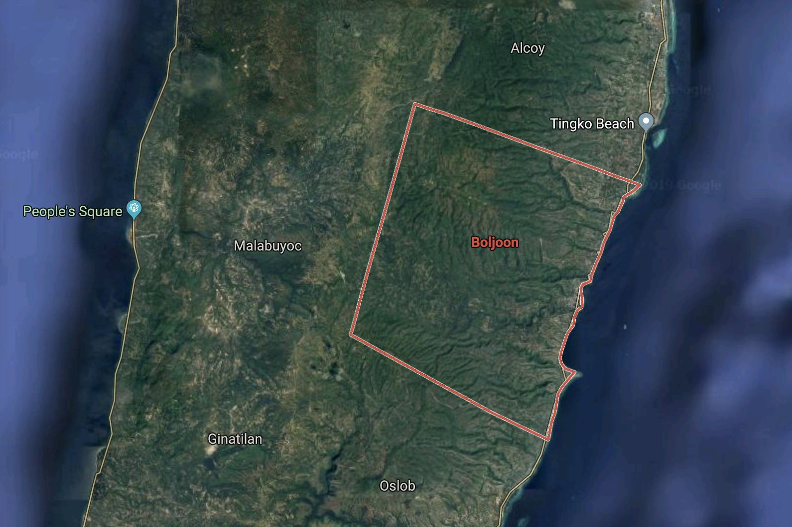 Satellite view of Boljoon, Cebu. (Screenshot: Google Maps)