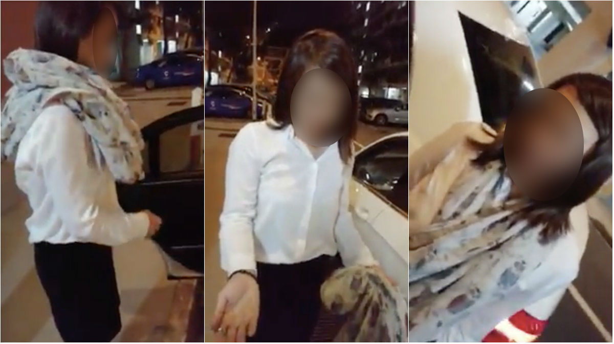 Screenshots of a video showing a female taxi passenger. (Photo: Facebook/Sg-share together)