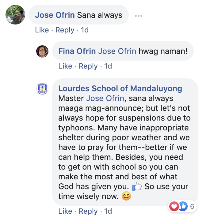 Screenshot: Lourdes School of Mandaluyong/FB. 