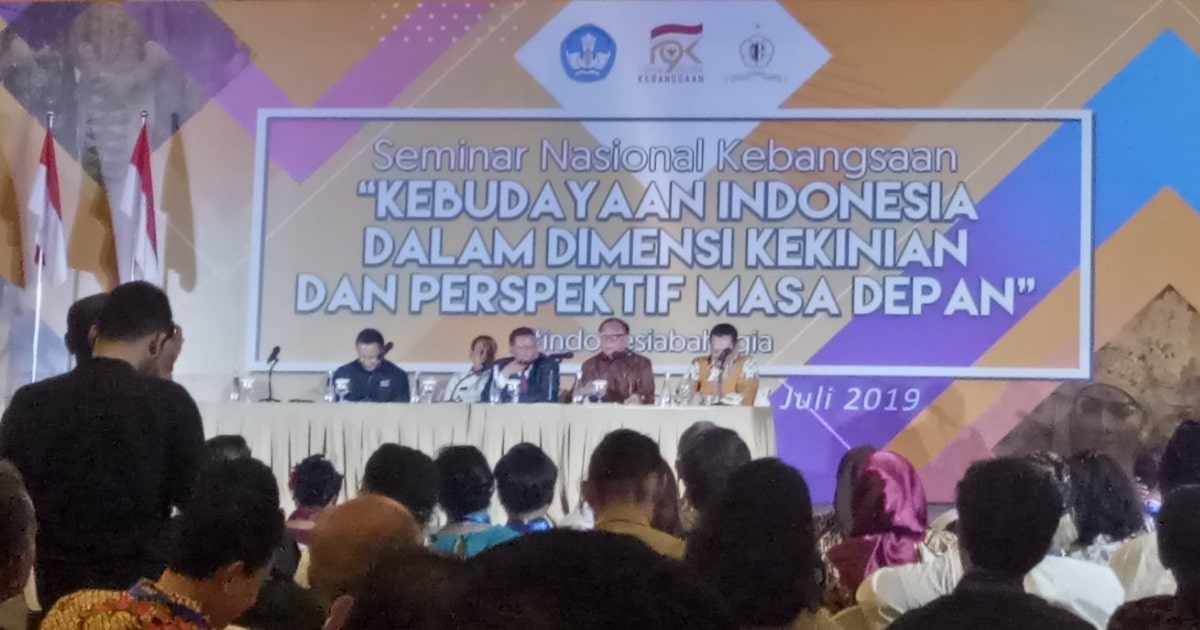 House Speaker Bambang Soesatyo speaking at a seminar titled “Indonesian Culture in the Dimensions of the Present and Future Perspective” at the JS Luwansa Hotel in Jakarta on July 3, 2019. Photo: @suryaden / Twitter