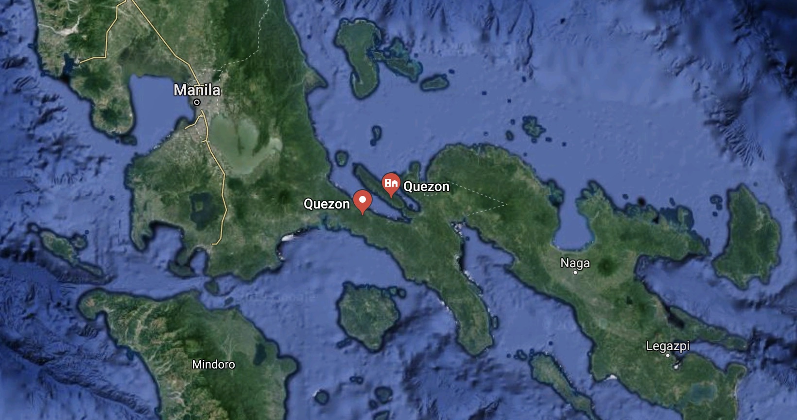 Satellite view of Quezon Province. <i></noscript> Screenshot: Google Maps </i>