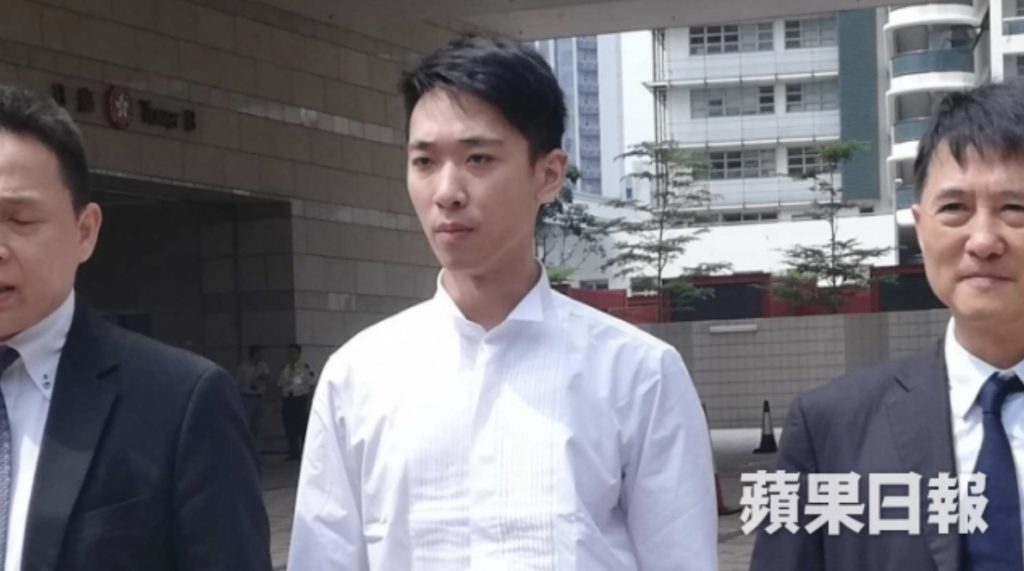 Wong Ching-kit at court today. Screengrab via Apple Daily video.