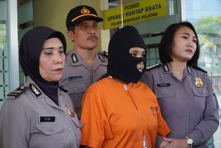 Under Indonesia’s 2002 Child Protection Law, the woman faces a maximum sentence of 15 years’ imprisonment. Photo: Polresta Denpasar