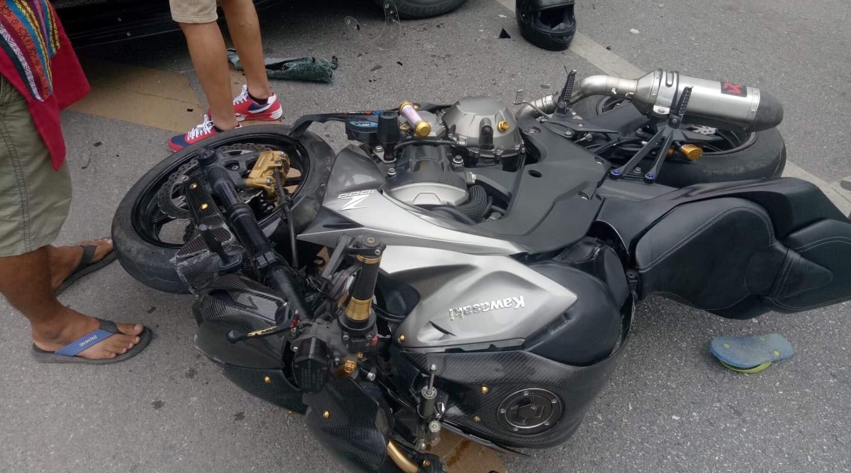 The damaged motorbike. Photo: Jintamas Nacum / Courtesy