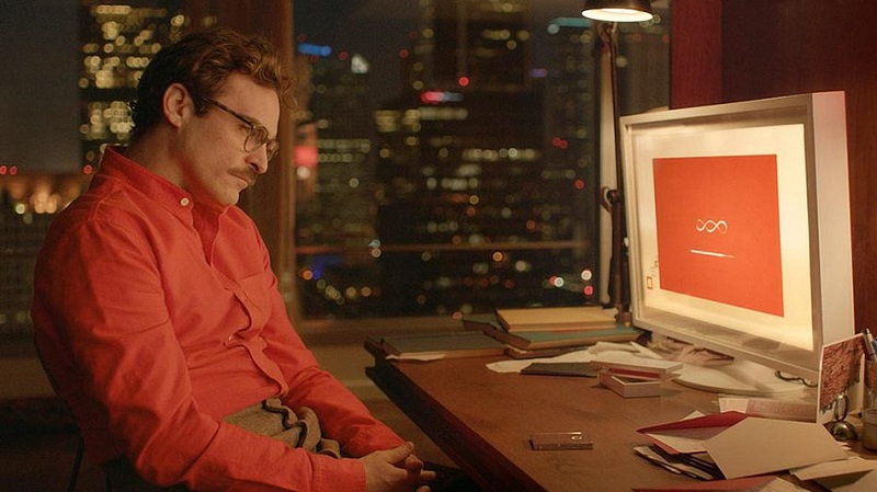 Joaquin Phoenix as Theodore Twombly in a scene from ‘Her.’ Image courtesy of Warner Bros.