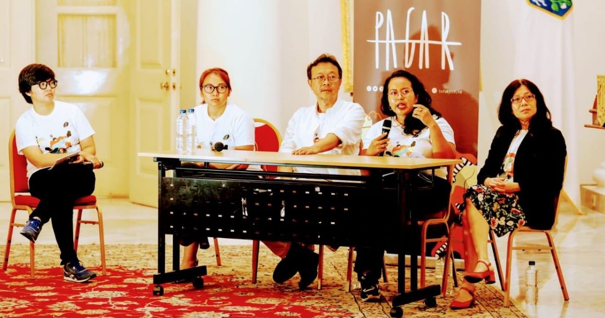 The organizing committee of Jakarta International Literary Festival (JILF) 2019 speaking in a press conference at City Hall on Monday, August 5. Photo: Jakarta International Literary Festival/Eva Tobing