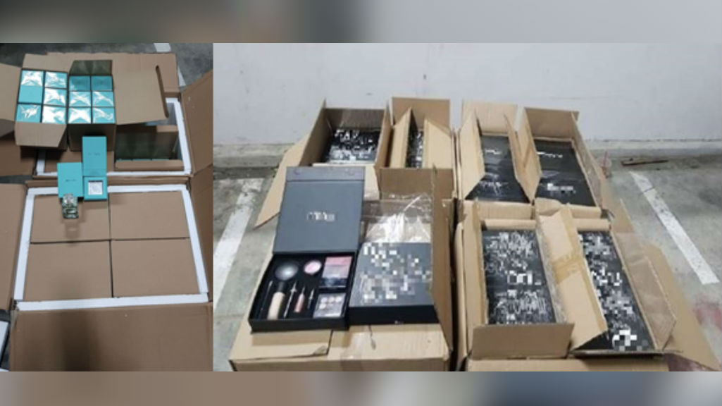 Photos of counterfeit perfume and cosmetics taken by the Singapore Police Force. 