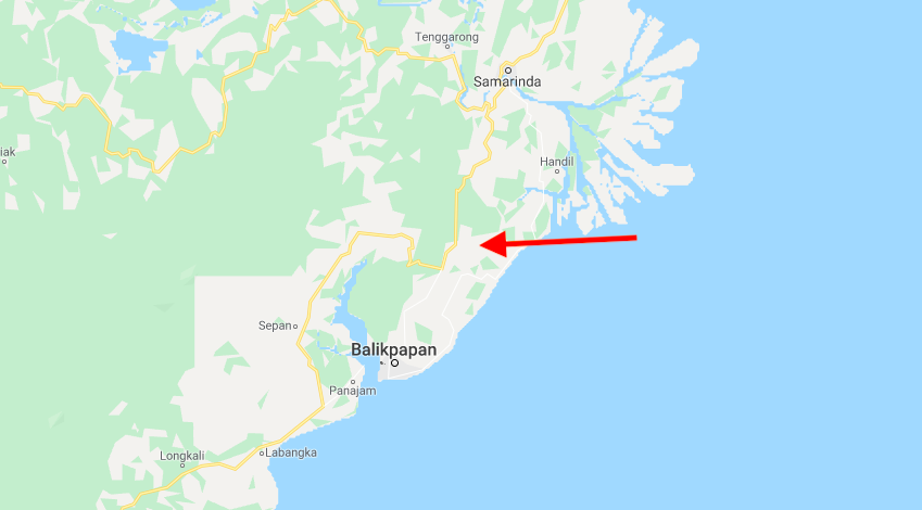 The approximate site of Indonesia’s new capital city in East Kalimantan province. Photo: Google Maps