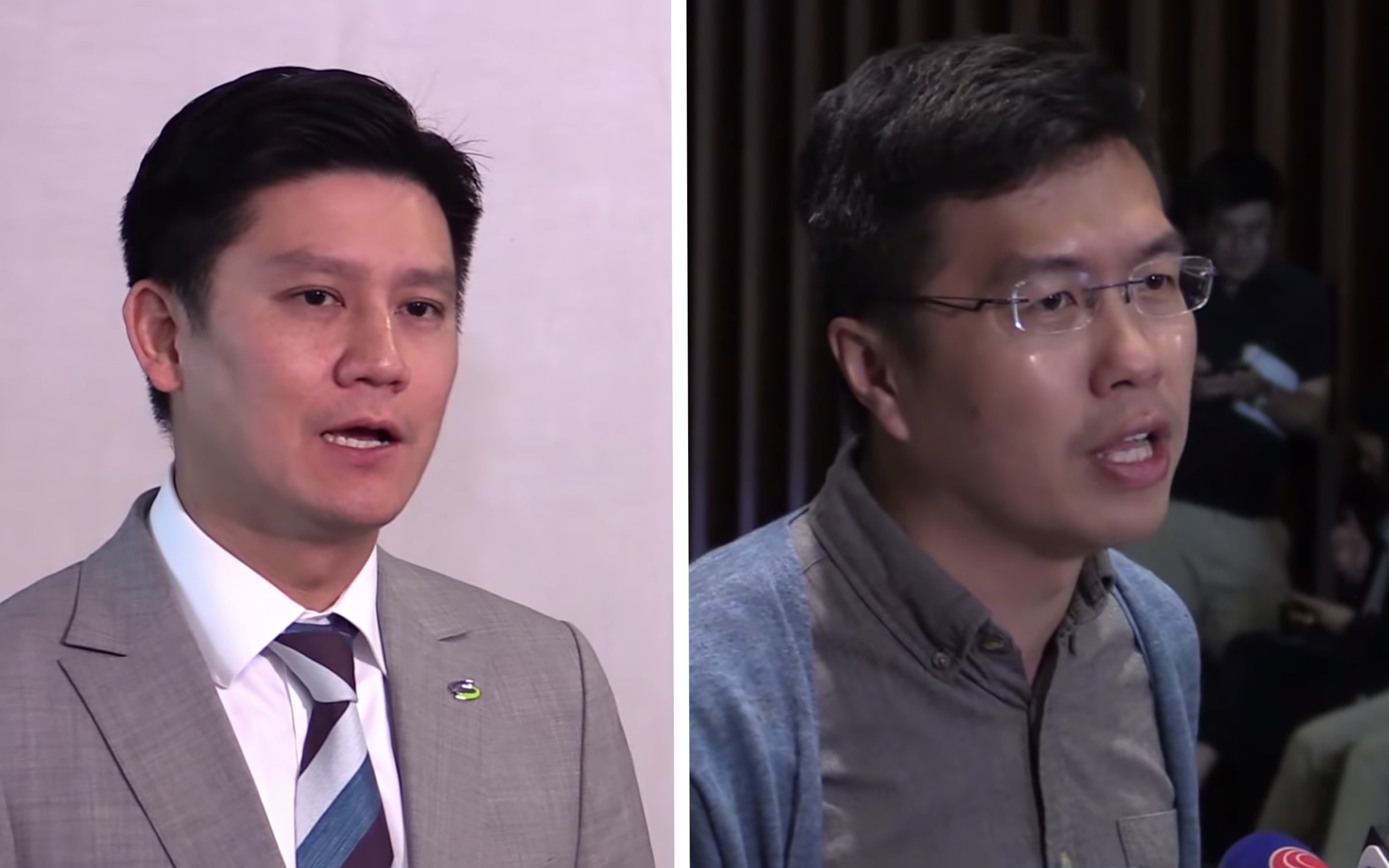 Pro-democracy lawmakers Jeremy Tam (left) and Au nok-hin (right) were arrested last night. The duo, who aren’t leaders of the current extradition bill protests, played a prominent role on the frontline trying to diffuse tensions between police and protesters. Screengrabs via YouTube.
