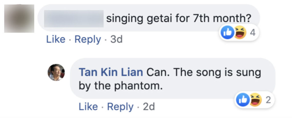 Screenshot of comment on Tan Kin Lian's Facebook page. 