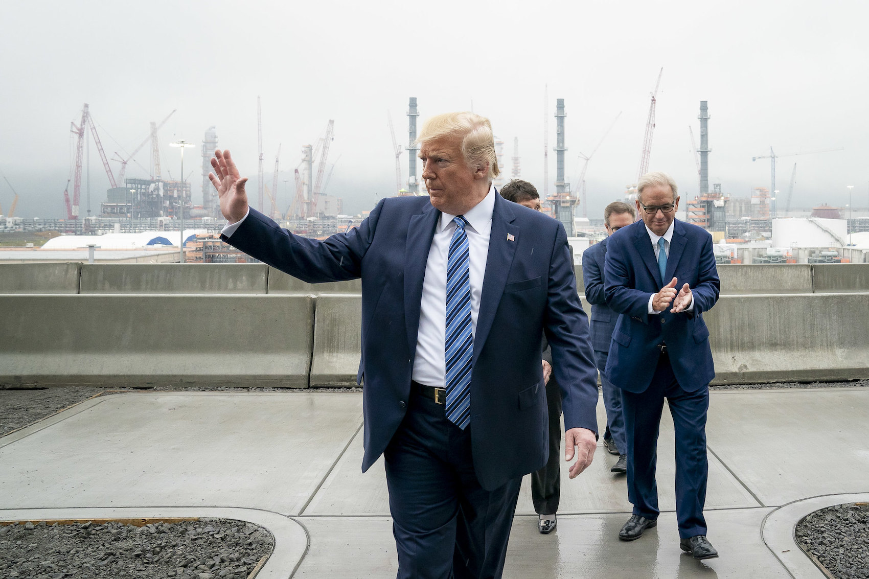 US President Donald Trump tours a petrochemical plant in Pennsylvania on Aug. 13. 