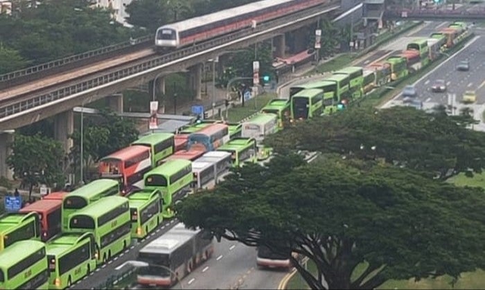Photo of traffic congestion outside Yishun bus interchange.  Photo: Legit Singapore/Facebook