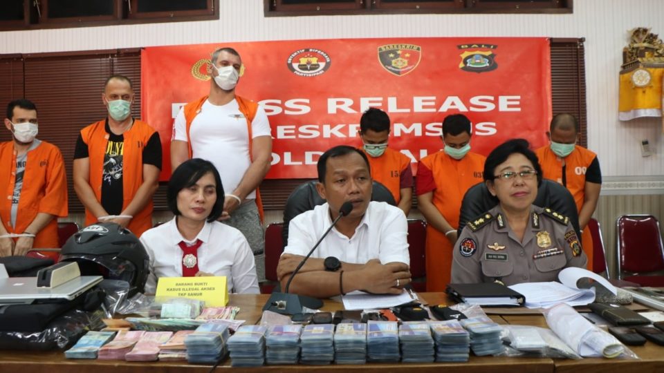 Police Commissioner Yuliar Kus Nugroho, center, is the head of Bali Police’s criminal investigation unit. Photo: Humas Polda Bali / Facebook