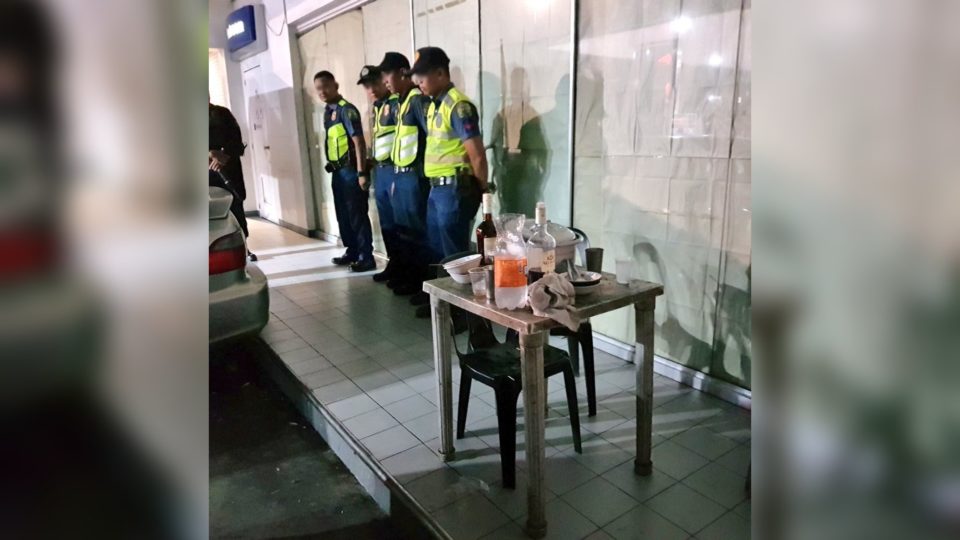 The four cops caught drinking on the job. <i></noscript>Photo: Maan Macapagal/ABS-CBN News</i>