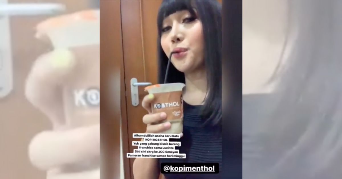 Kopi Ko&Thol, a new coffee franchise by Indonesian dangdut singer Lucinta Luna, has grabbed the nation’s attention (not by the balls). Screenshot from Instagram/@lucintaluna