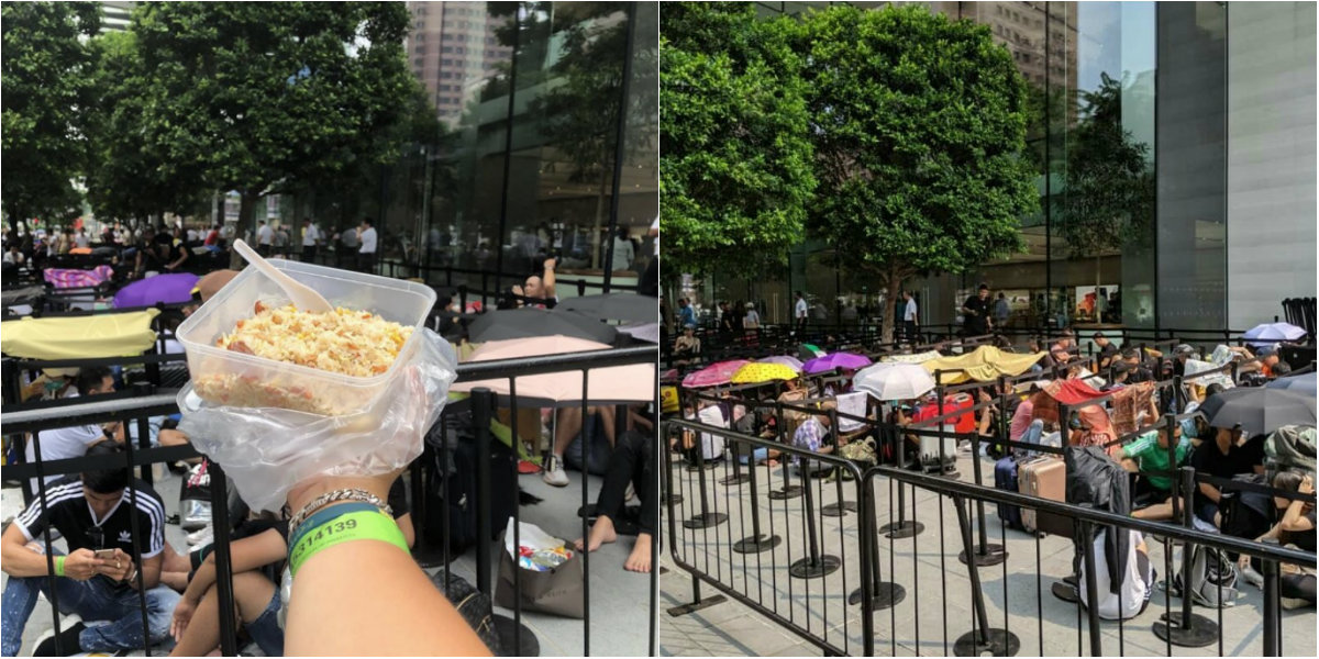 People queuing for the new iPhone 11, Pro and Pro Max. (Photos: n.p.buu2909/ig and All Singapore Stuff/fb)