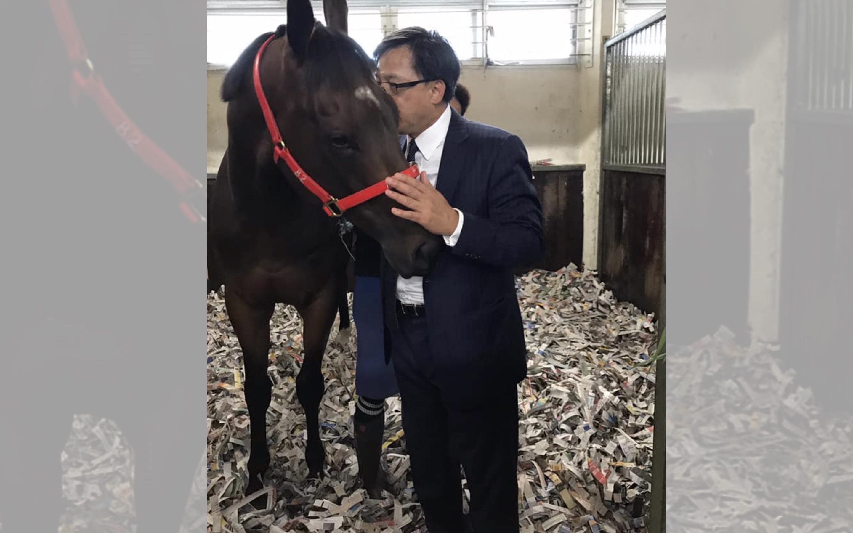 Junius Ho with a horse he co-owns called Hong Kong Bet. Photo via Facebook.