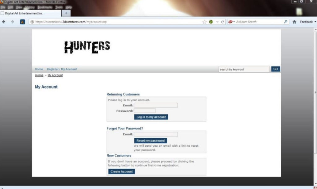 Screenshot of the huntersbrew.net website. Image: Health Sciences Authority