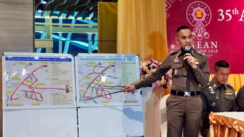 A presser held Tuesday announcing the roads that will be closed for some hours during the summit. Photo: Thai Government Public Relations 