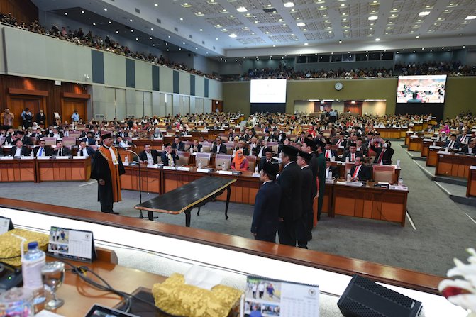 Inauguration of members of the DPR for the 2019-2024 legislative session. Photo: Twitter/@DPR_RI