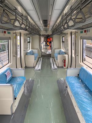 The interior of an LRT Jabodebek train carriage. Photo: PT Adhi Karya