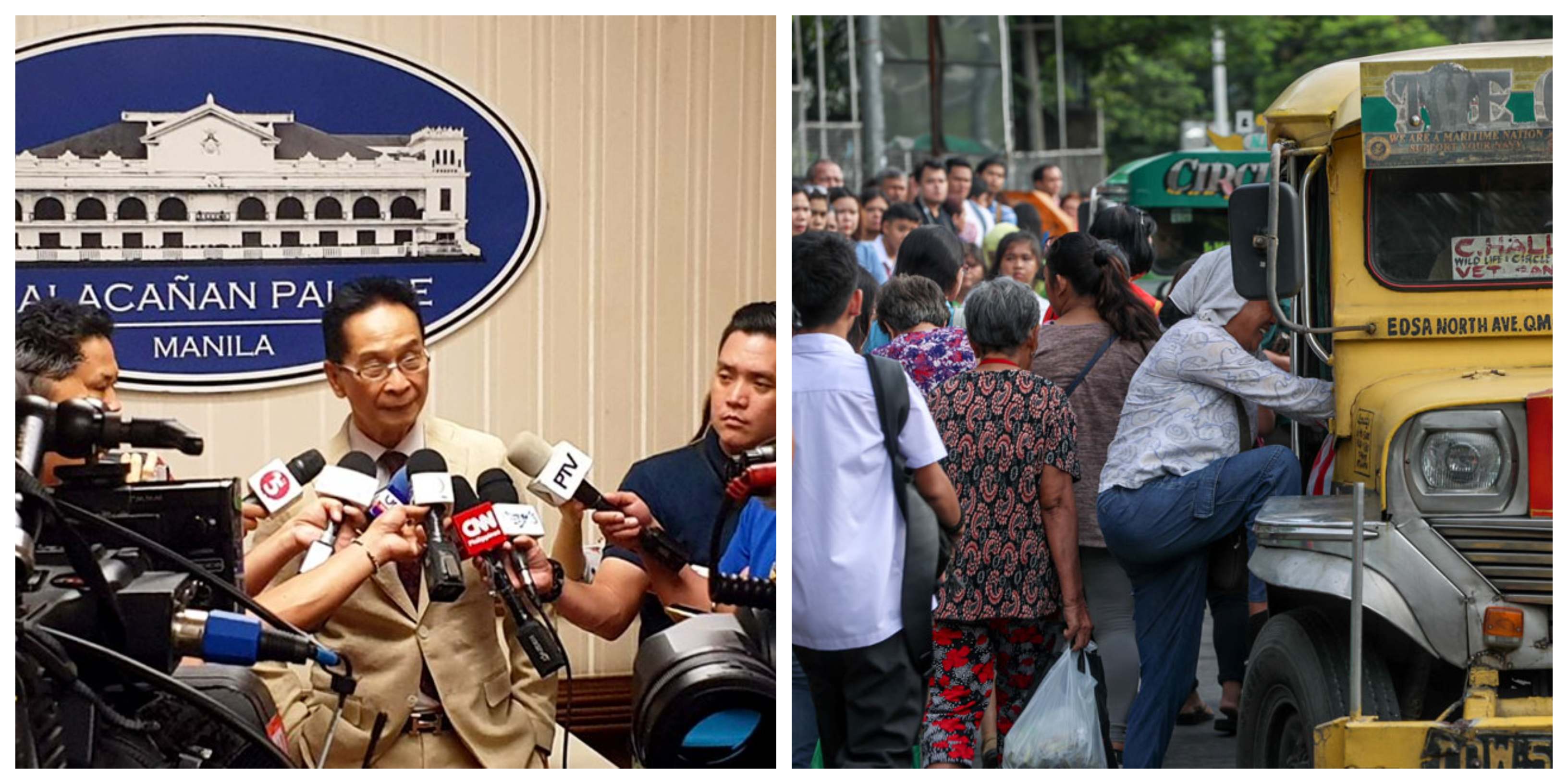 Will Salvador Panelo take the MRT? <i></noscript>Photo: Office of the Presidential Spokesperson FB/Jonathan Cellona of ABS-CBN News </i>
