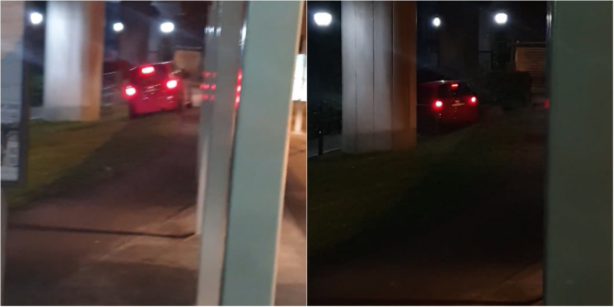 Car spotted driving on sidewalk in Yishun. Images: Sardi Stoned/Facebook