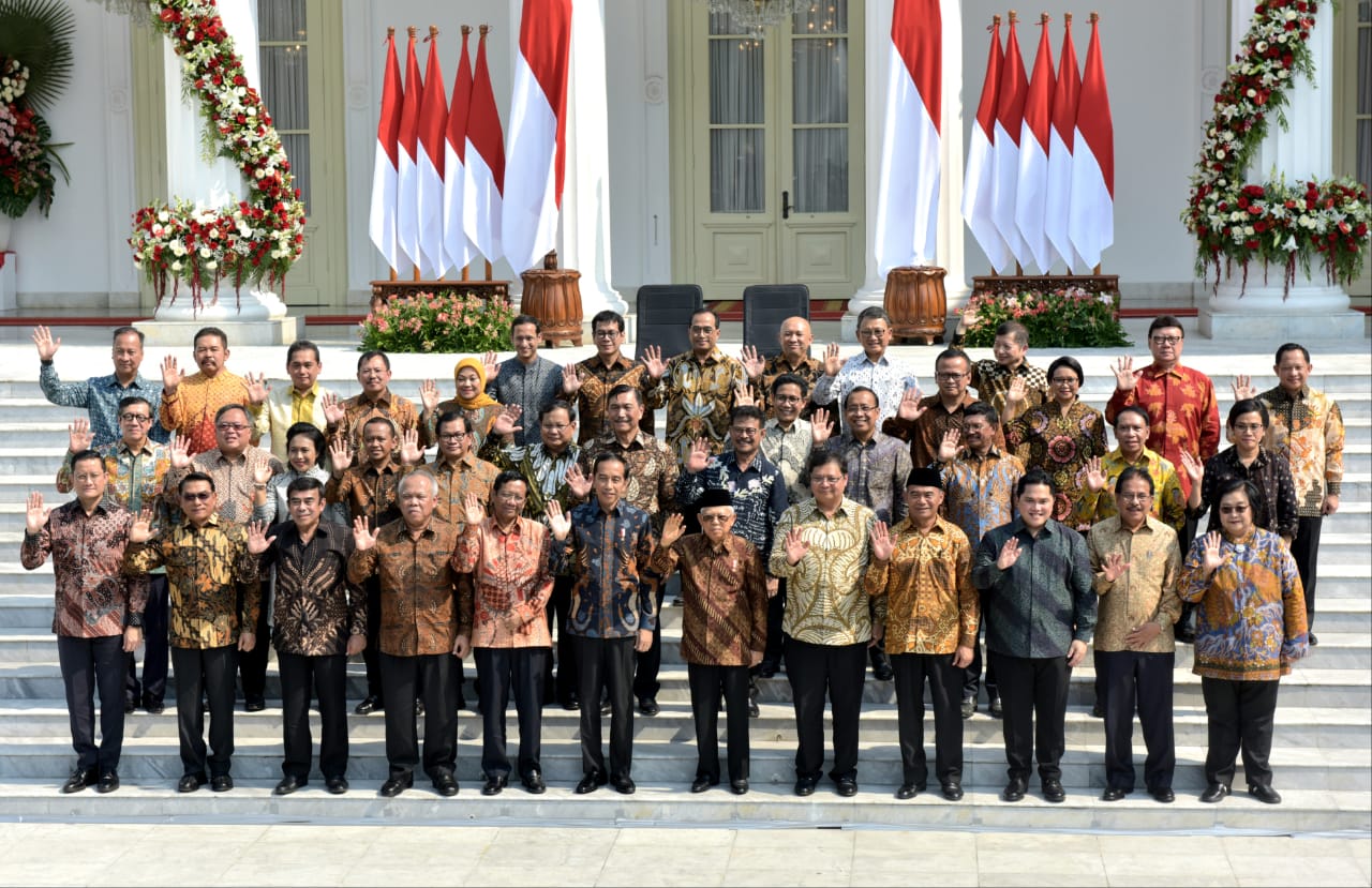 President Jokowi and his ministers for the 2019-2024 period. Photo: Indonesia Cabinet Secretariat