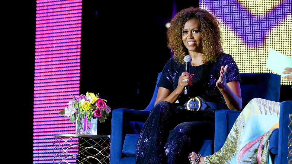 Michelle Obama speaks at a festival in Louisiana on July 6. Image: Bennett Raglin/AFP