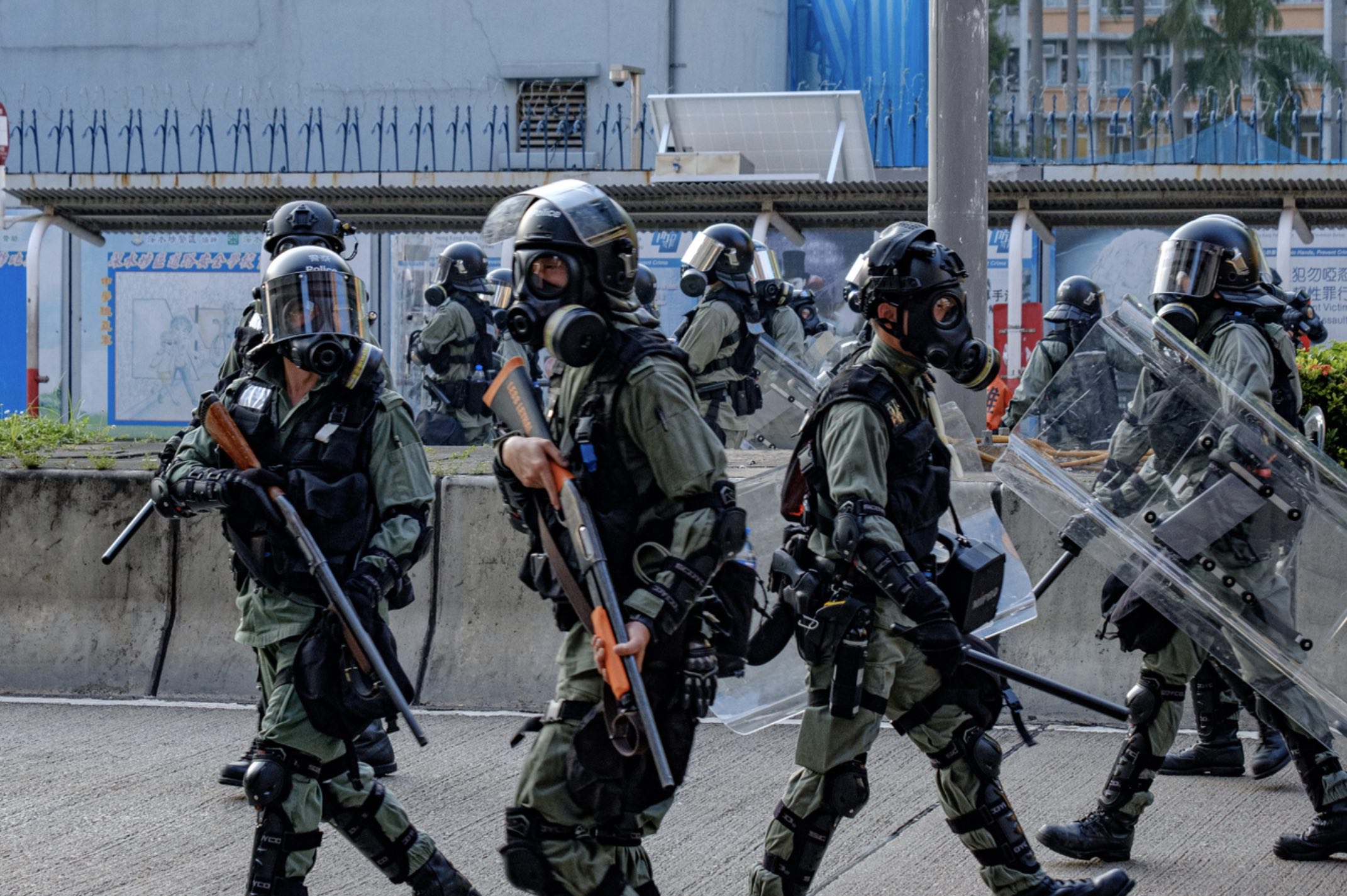 Riot police in Sham Shui Po, October 1, 2019. Photo via Coconuts Media.