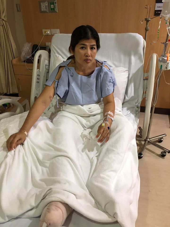 Malini Wirasuchart recovers in the hospital in a photo posted Sept. 13. Photo: Ester Chill / Facebook 
