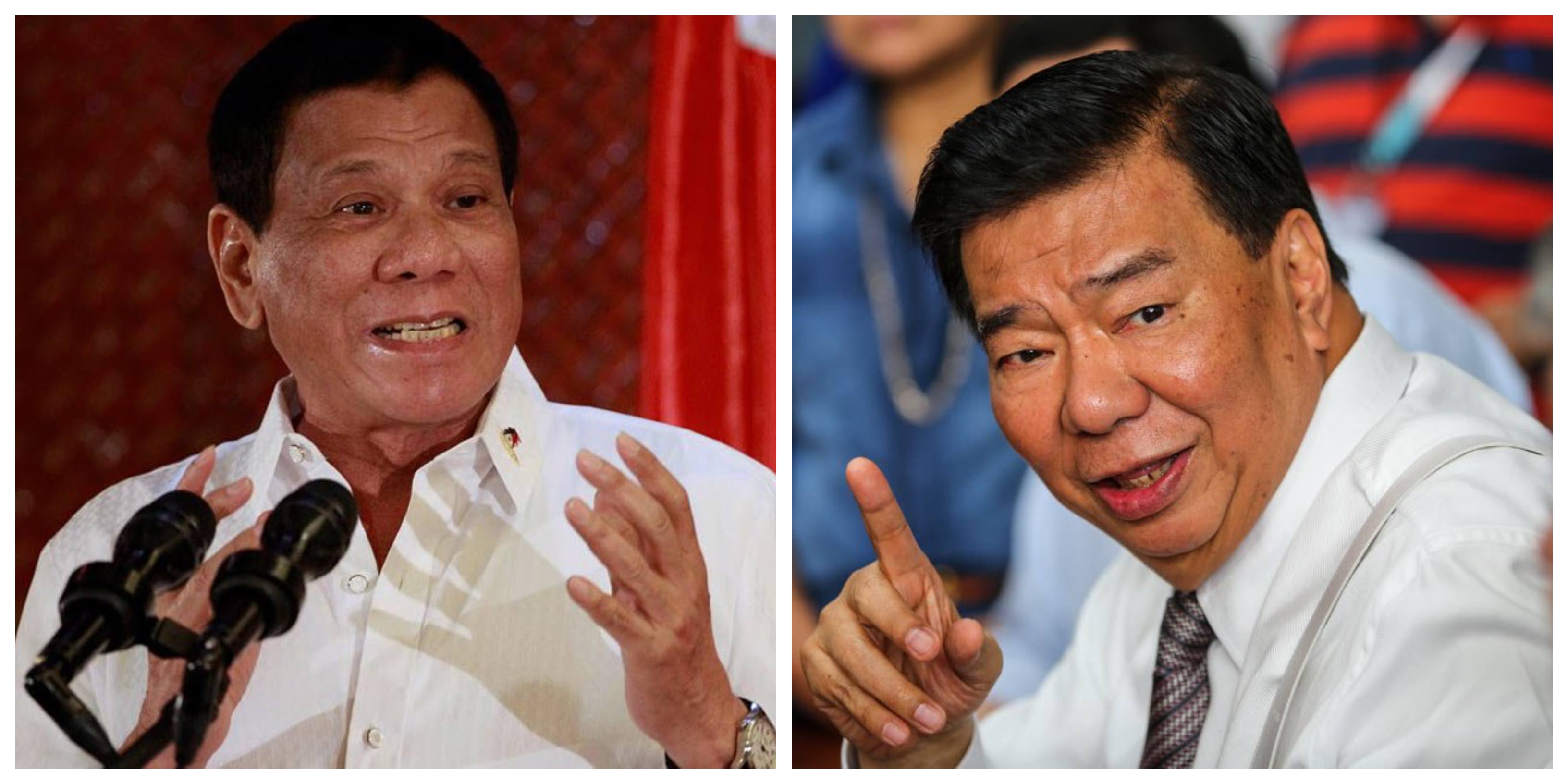 (L) President Rodrigo Duterte <I></noscript>Photo: ABS-CBN News</I>, (R) Senator Franklin Drilon <I> Photo:Jonathan Cellona/ABS-CBN News</I>