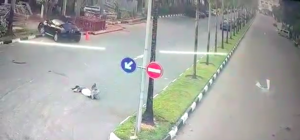 Video screengrab showing the aftermath of a car hitting a jogger in Indonesia’s Batam on Nov. 2, 2019.