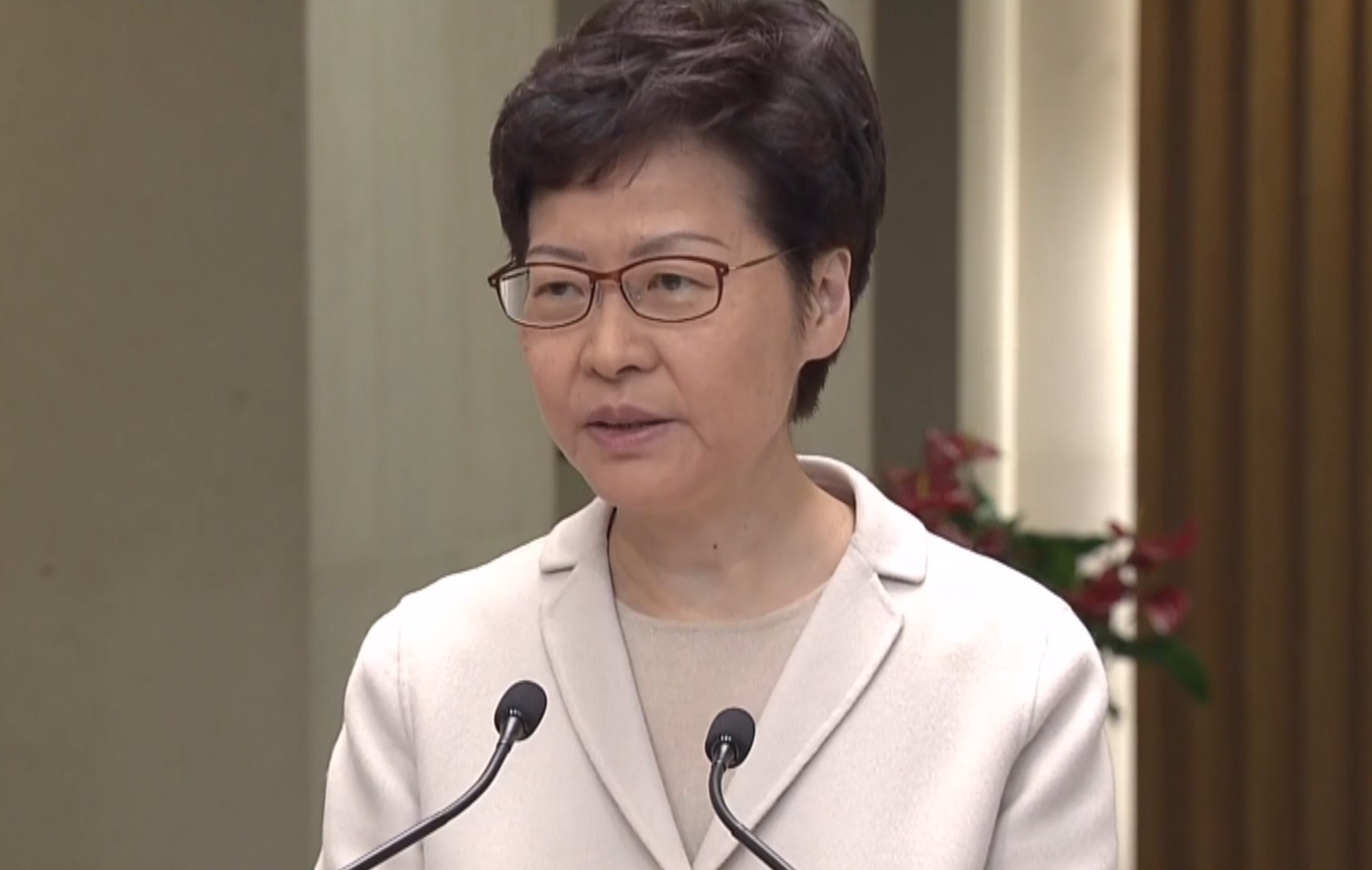 Chief Executive Carrie Lam speaks to the press on Nov. 26, 2019.