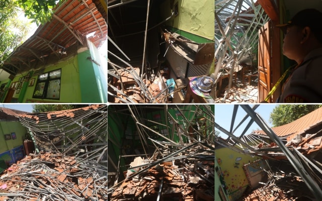 Four ceilings collapsed in an elementary school in Pasuruan, East Java on Nov. 5, 2019. Photo: Istimewa