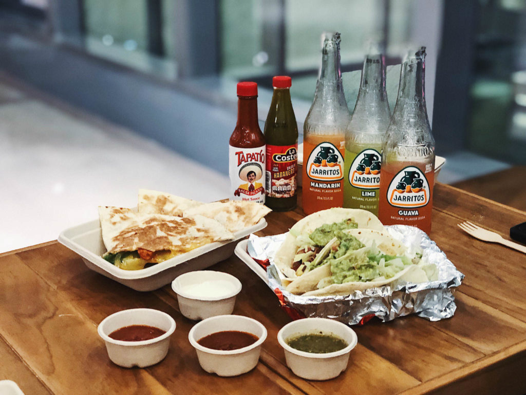 Quesadillas, tacos, and beverages at Mad Mex. Photo: Coconuts Singapore