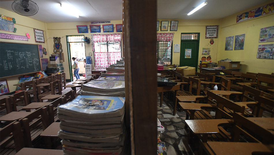 An empty classroom in Malabon, Manila. Photo: ABS-CBN News