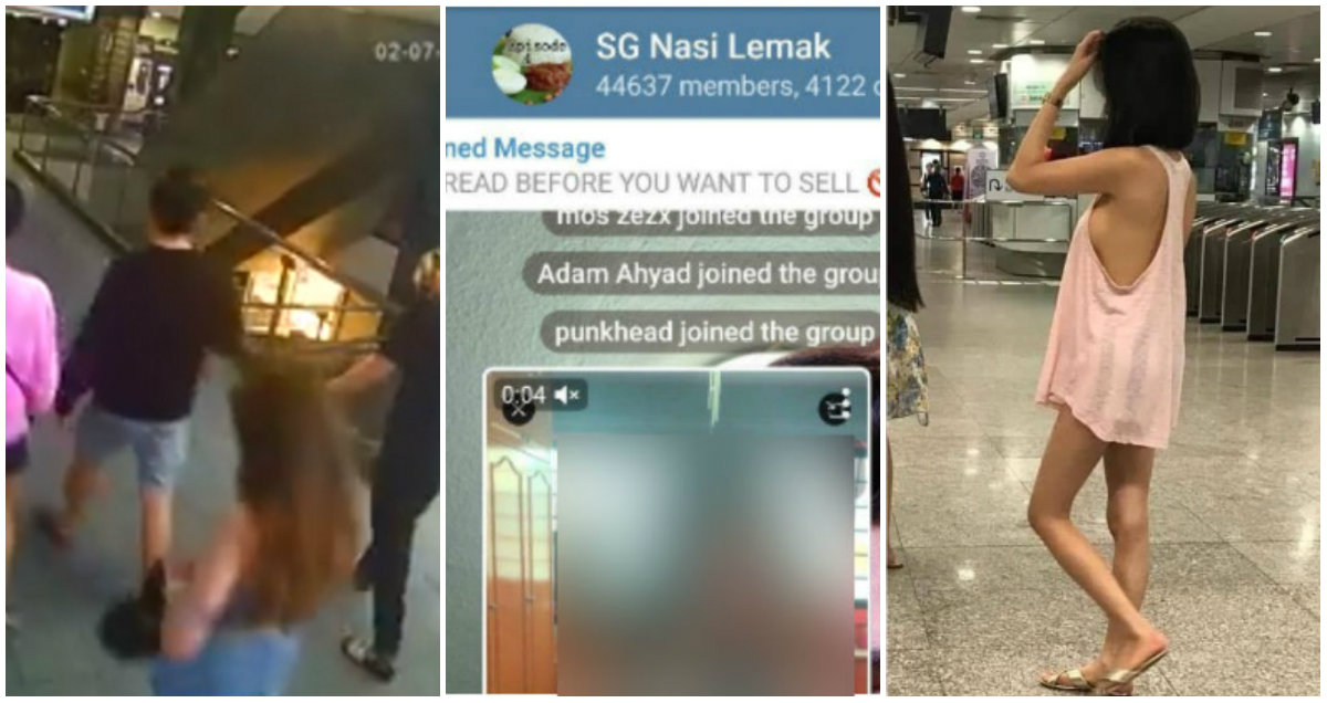 From left: CCTV footage of Orchard Towers murder, SG Nasi Lemak Telegram chat, Filipino model in risque outfit.