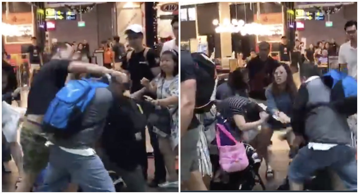 The commotion near A&W at Jewel Changi Airport. Photos: @Lekha.C.Siva/Twitter