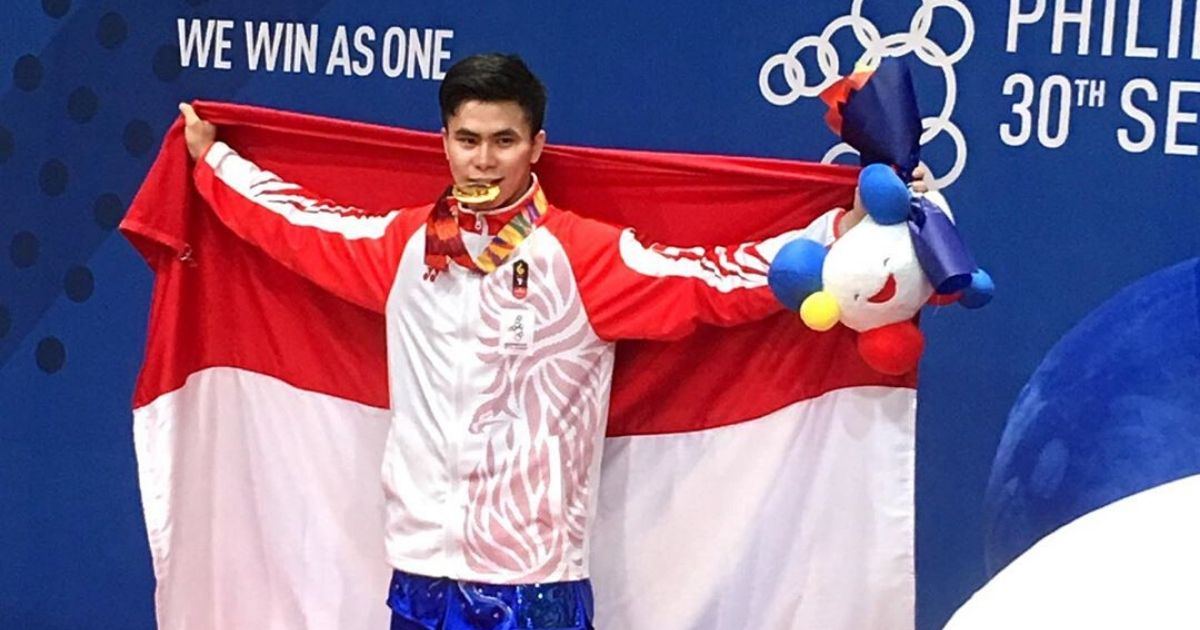 Indonesian wushu athlete Edgar Xavier Marvelo who won two gold medals in the 2019 Southeast Asian (SEA) Games in the Philippines on Tuesday, only hours after hearing the news of his father’s passing.  Photo: Instagram/@edgarmarvelo