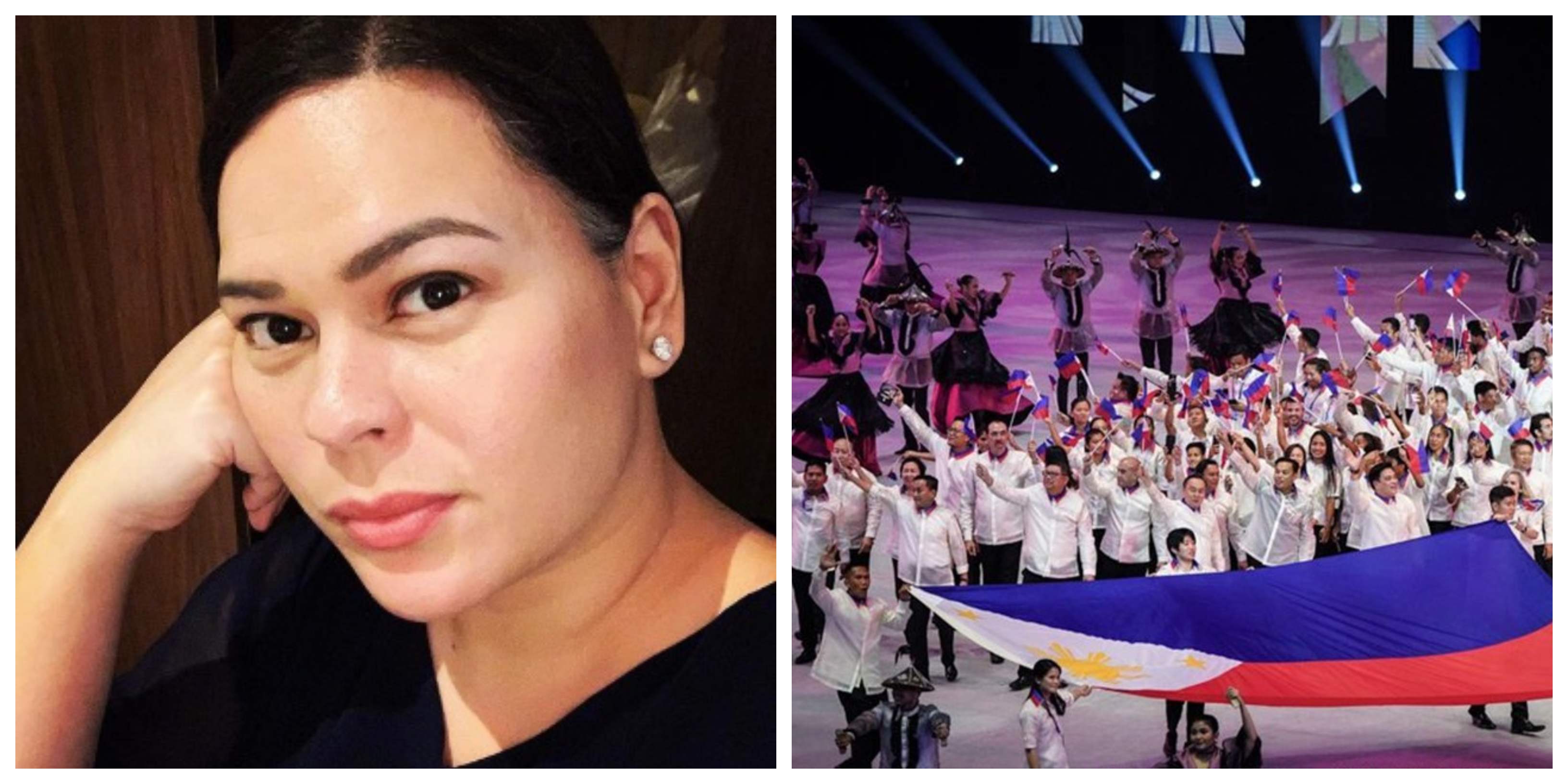 Mayor Sara Duterte and athletes at the opening of the Southeast Asian Games. <i></noscript>Photo: Duterte/IG; ABS-CBN News</i> 