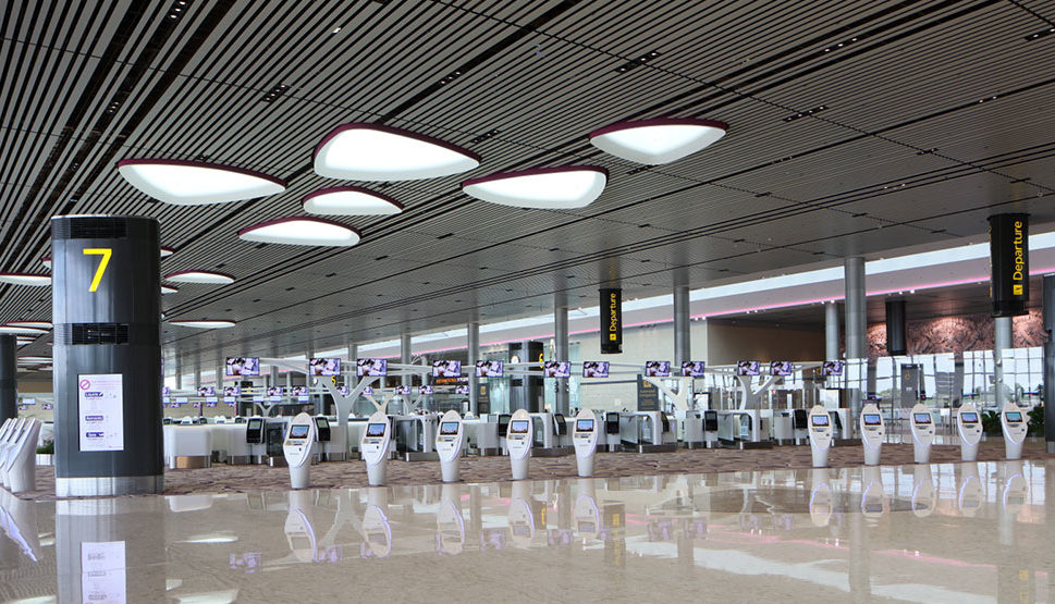 Self-check-in stations at Terminal 4. Photo: Changi Airport