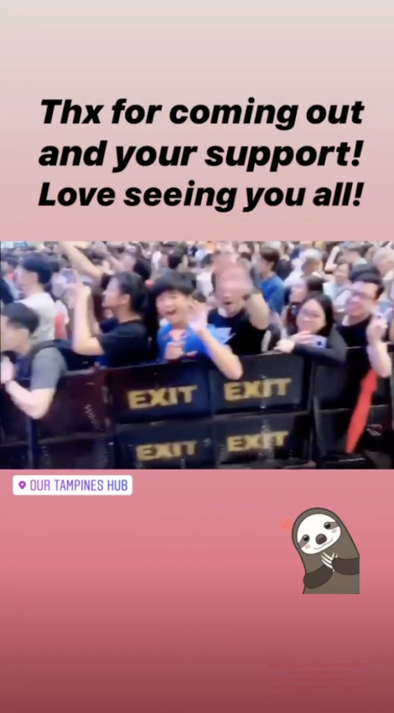 Donnie Yen thanks Singapore fans on Instagram stories.