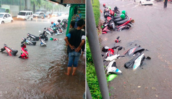 Flood in front of Plaza Senayan, Central Jakarta on Dec. 17, 2019. Photo: Twitter