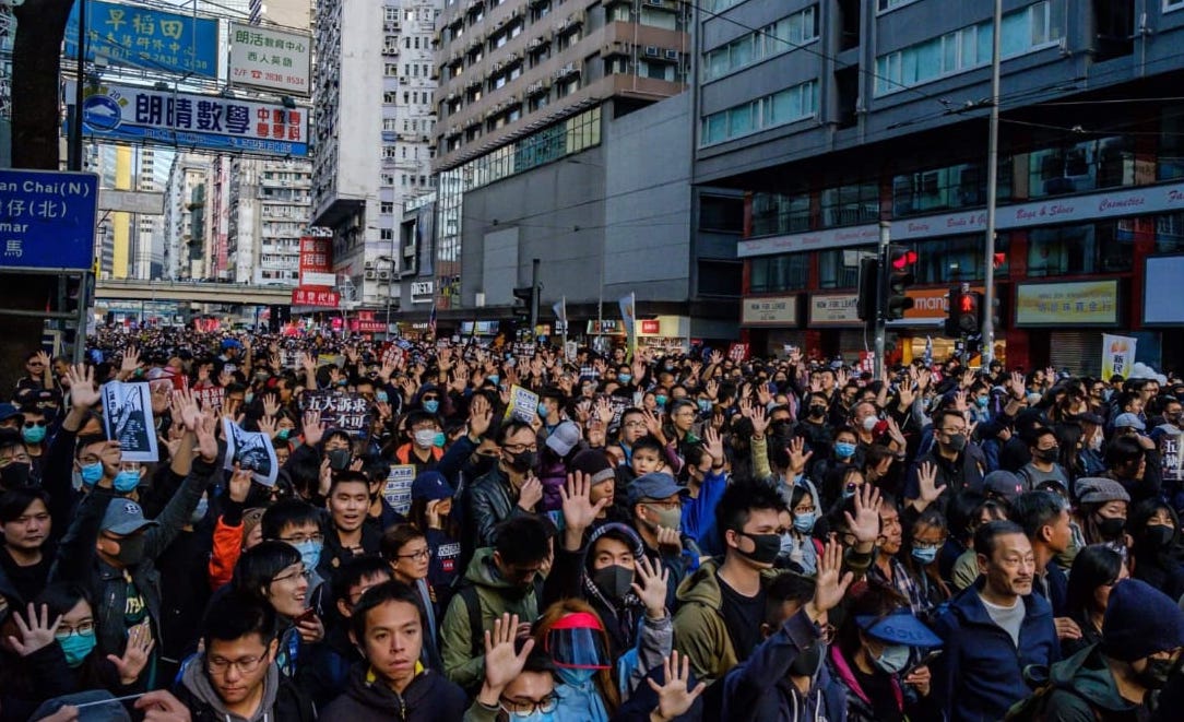 Hundreds of thousands of protesters take to the streets in Hong Kong on Dec. 8, 2019. Photo by Tomas Wiik.